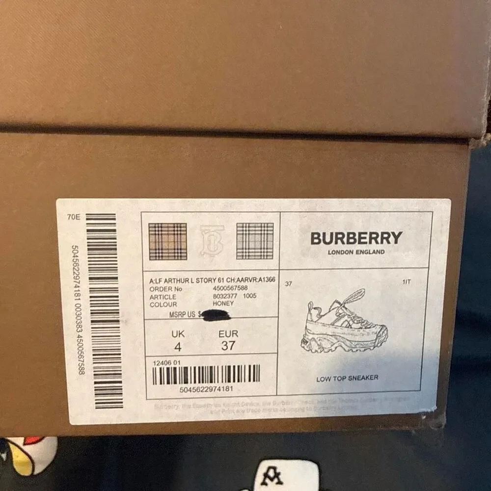 Burberry Women's Cream and Tan Trainers